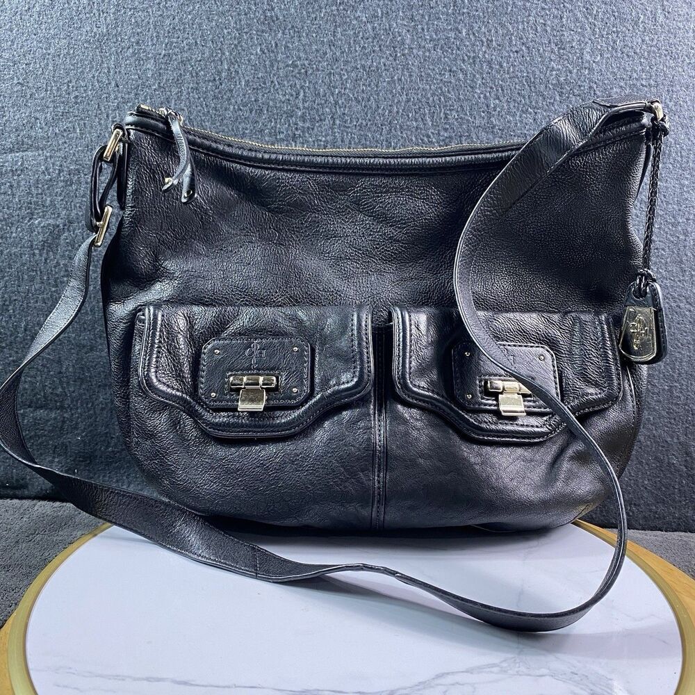 Cole Haan Black Pebble Leather Shoulder Bag Messenger Crossbody Timeless Elegant